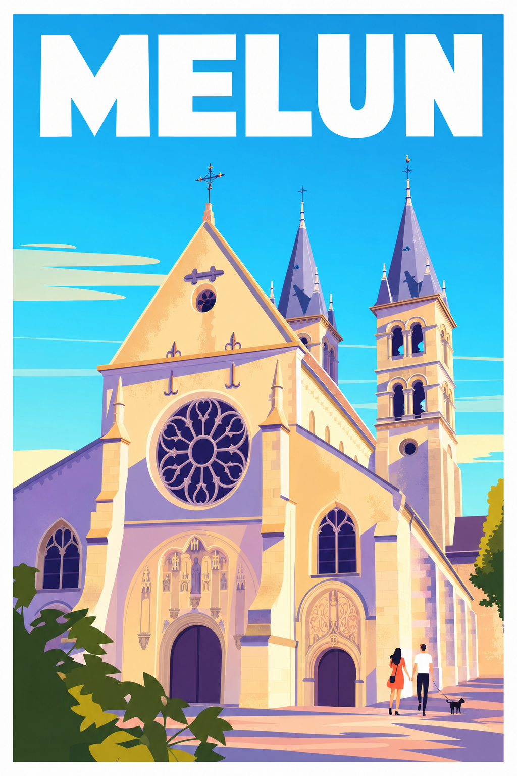 Affiche de Melun, poster collégiale Notre-Dame