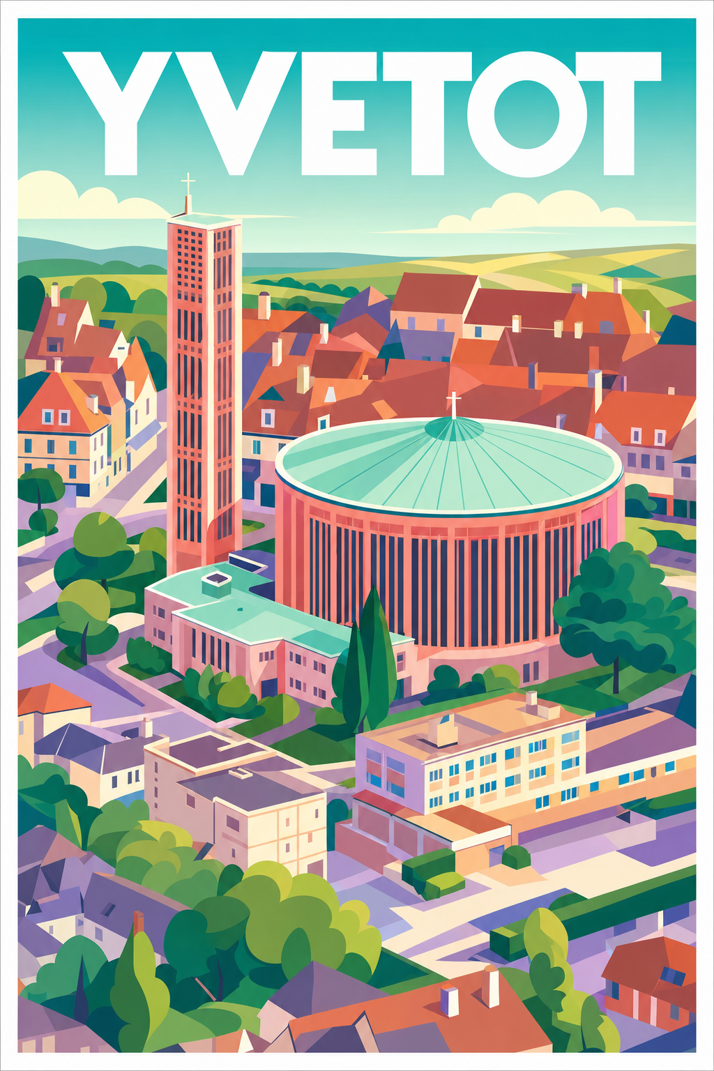 Affiche d'Yvetot, poster église Saint-Pierre