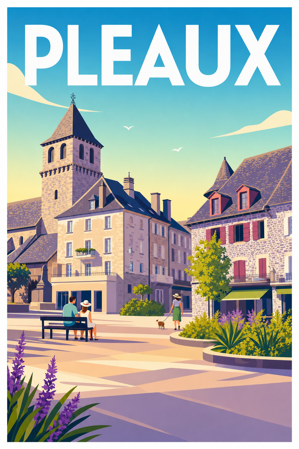 Affiche de Pleaux, poster village du Cantal