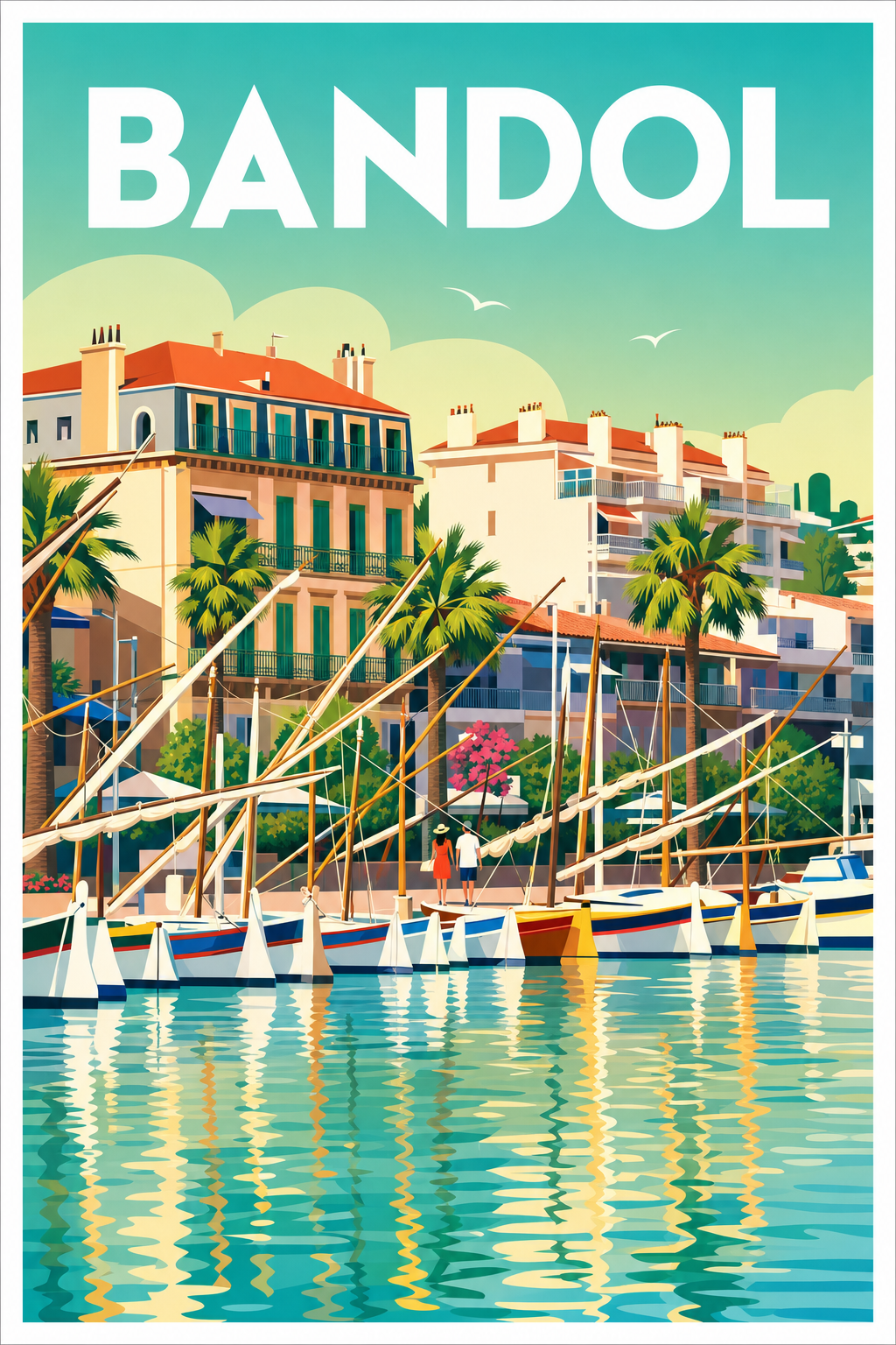 Affiche Bandol, poster port de plaisance