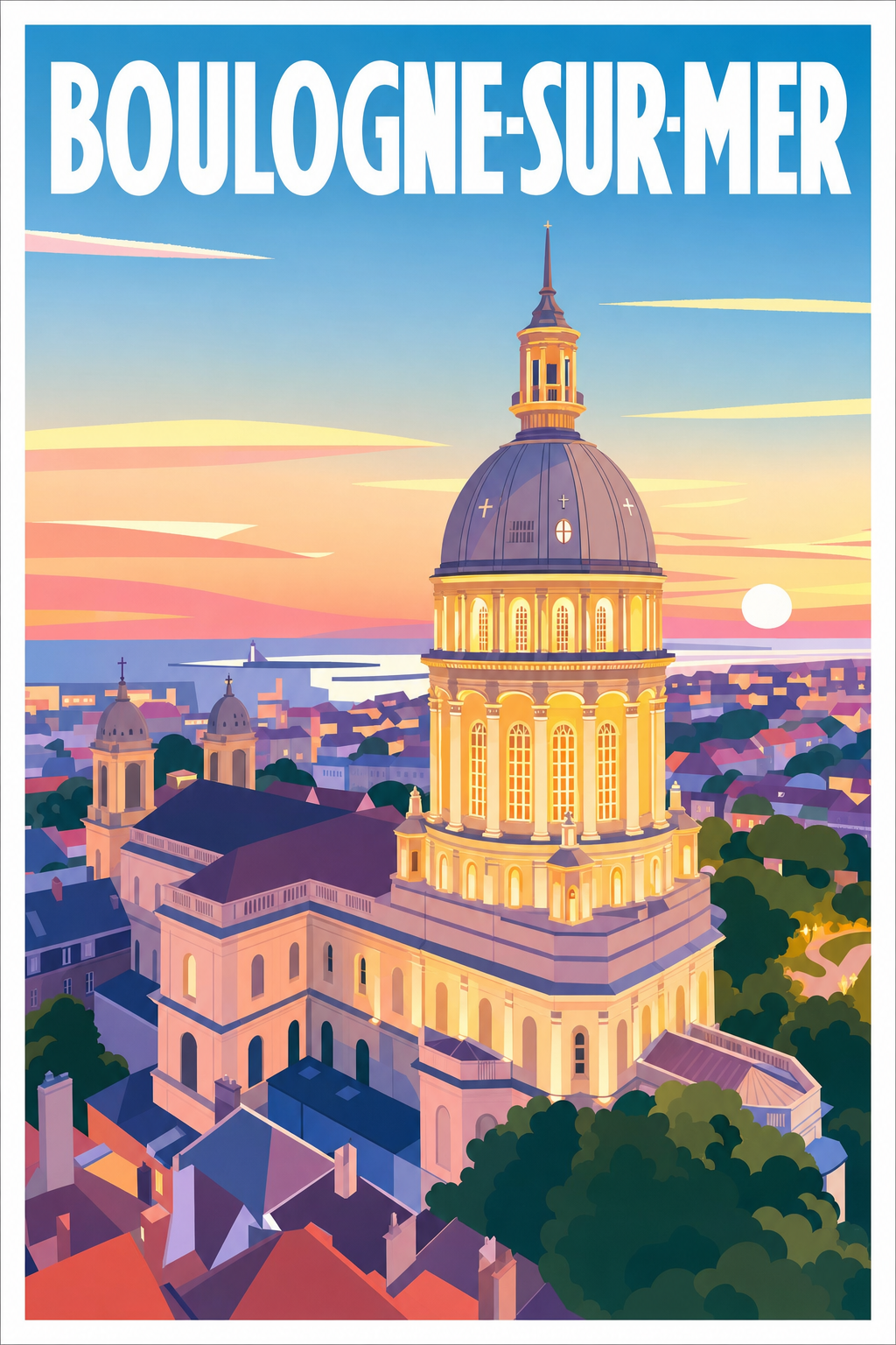 Affiche de Boulogne-sur-Mer, poster cathédrale
