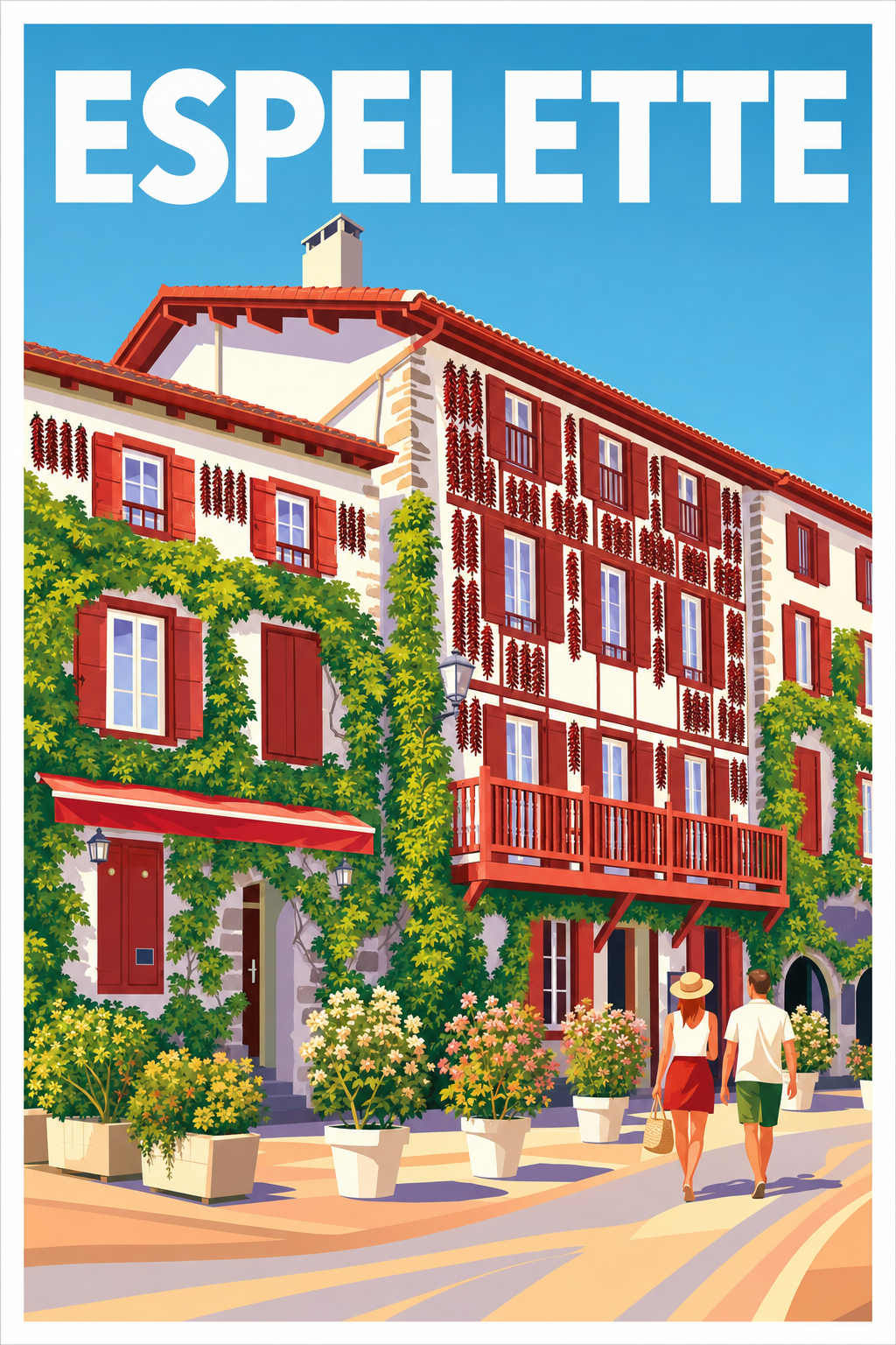 Affiche d'Espelette, poster piments rouges