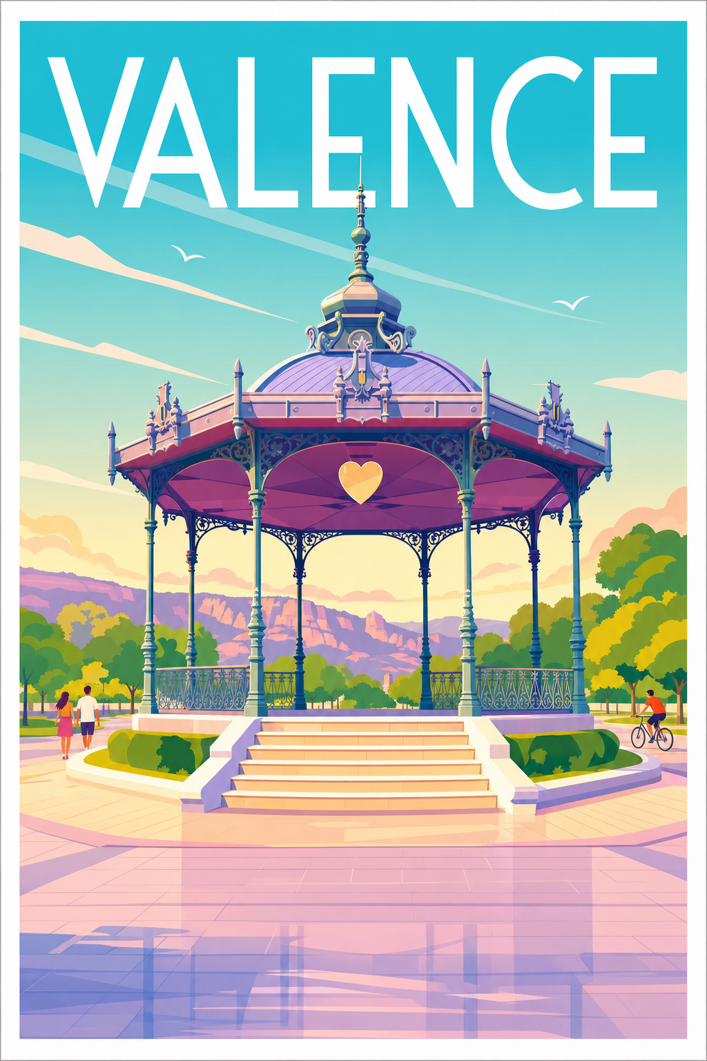 Affiche de Valence, poster du Kiosque Peynet