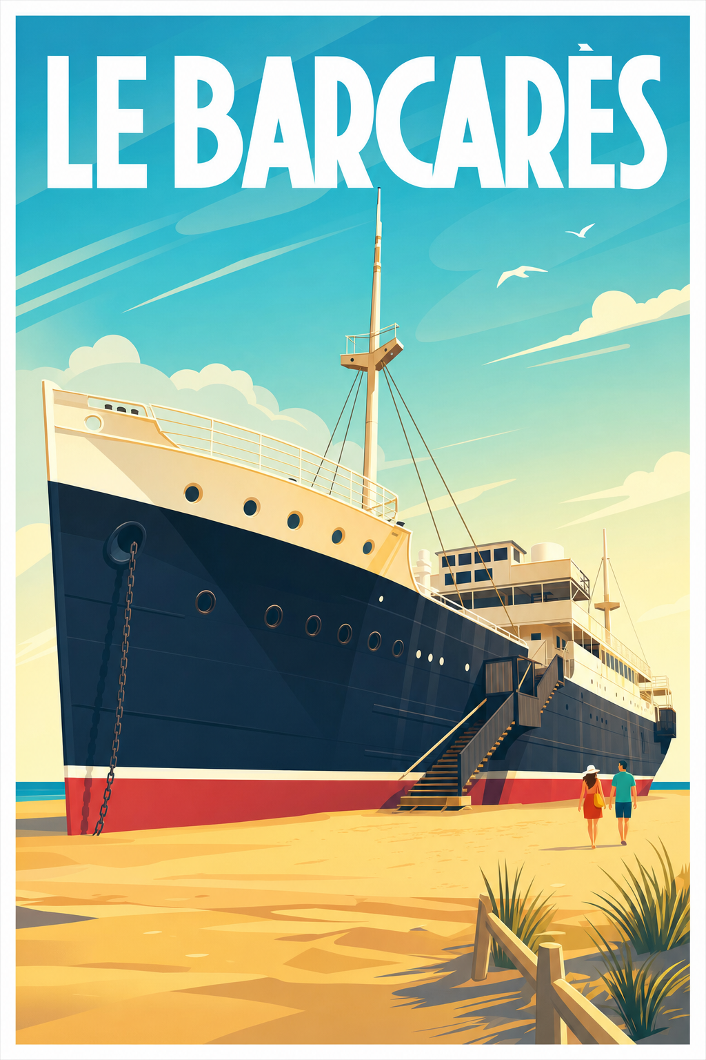 Affiche Le Barcarès, poster Lydia paquebot de sable