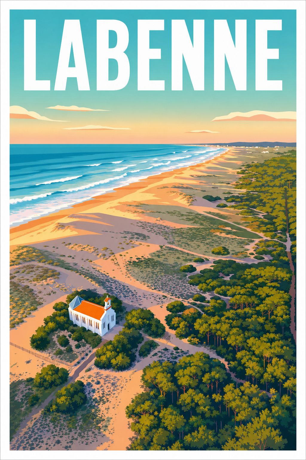Affiche de Labenne, poster forêt landaise