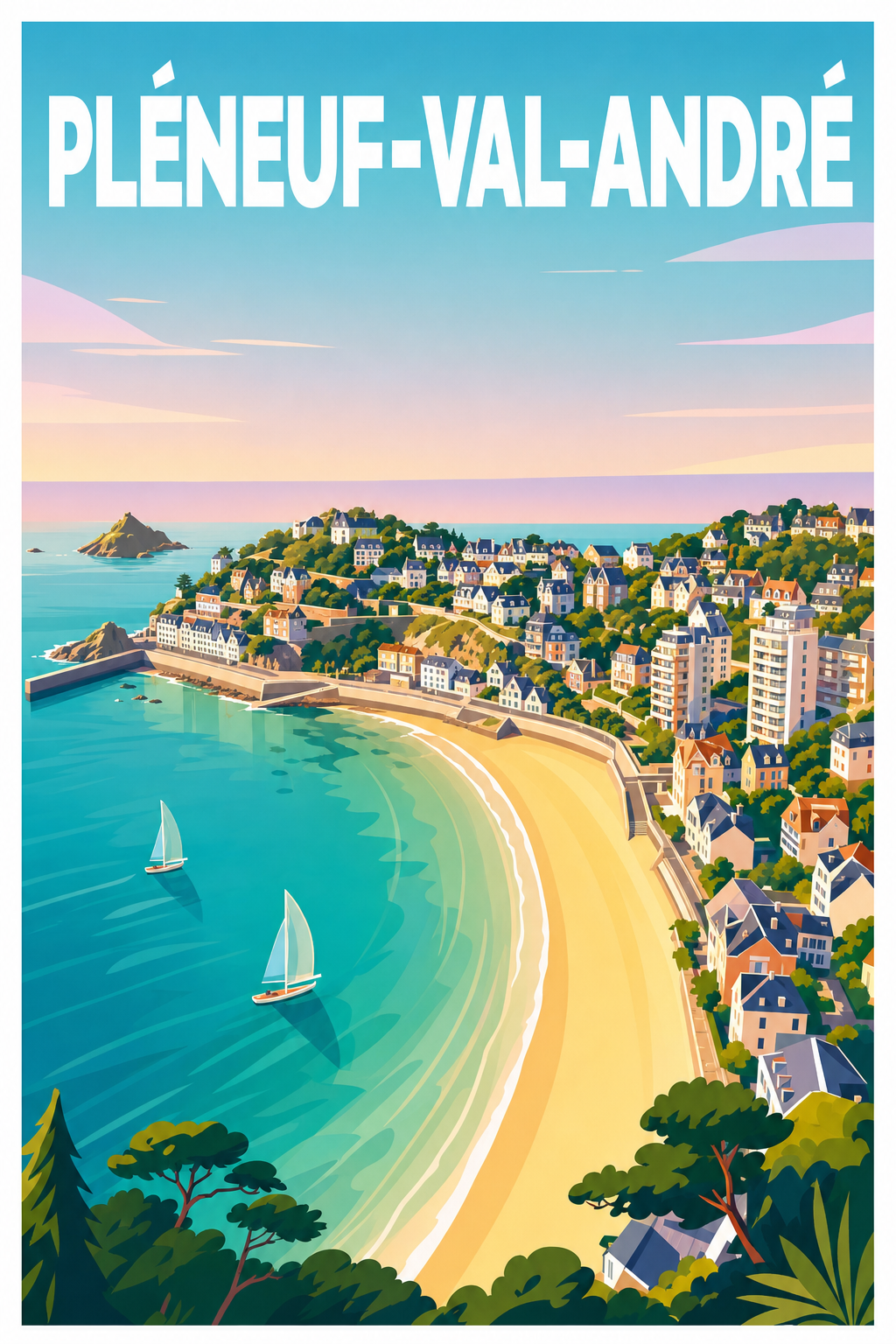 Affiche de Pléneuf-Val-André, poster de la plage