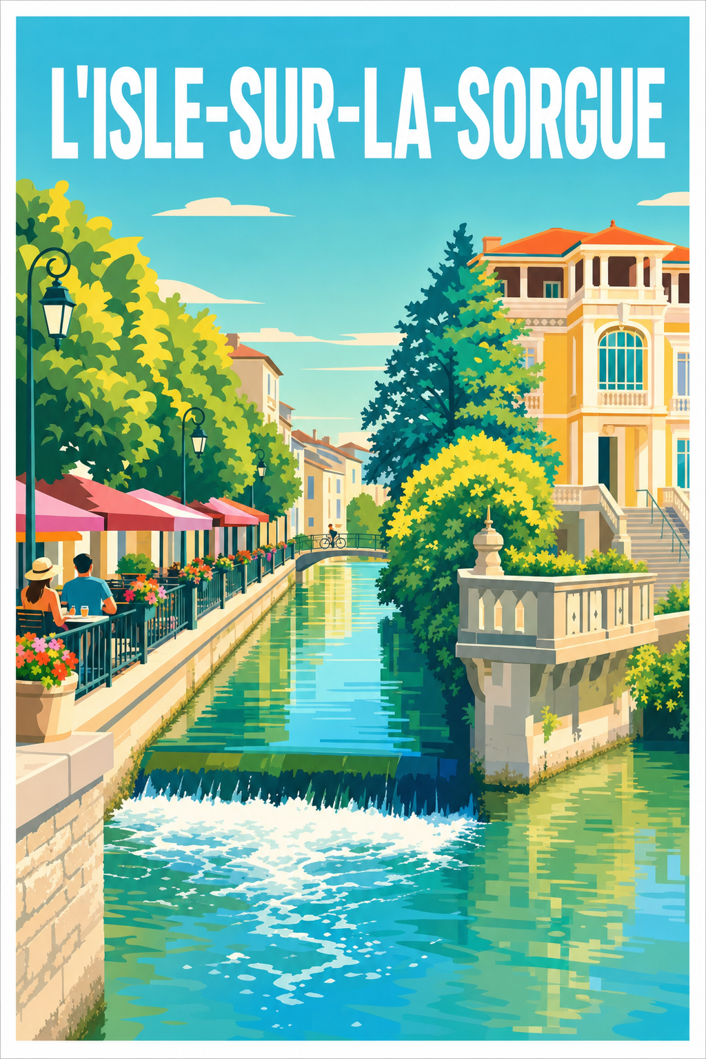 Poster L'Isle-sur-la-Sorgue, affiche canaux de Provence