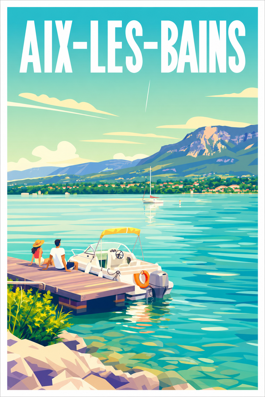 Affiche Aix-les-Bains, poster Lac du Bourget