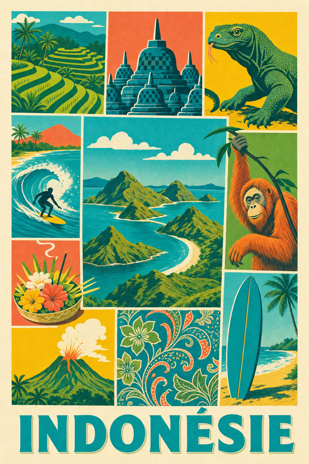 Poster d'Indonésie, Affiche Clichés