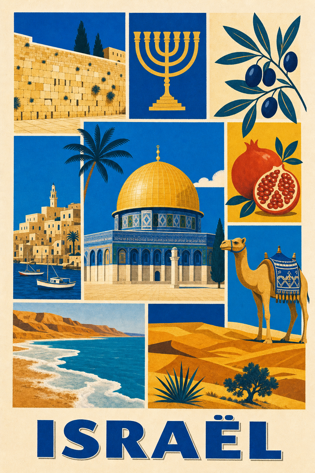 Affiche d'Israël, poster mosaïque de paysages