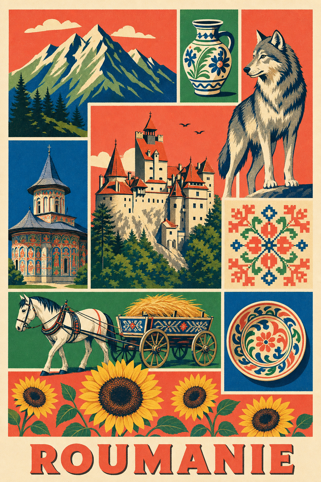Affiche de Roumanie, poster château de Bran
