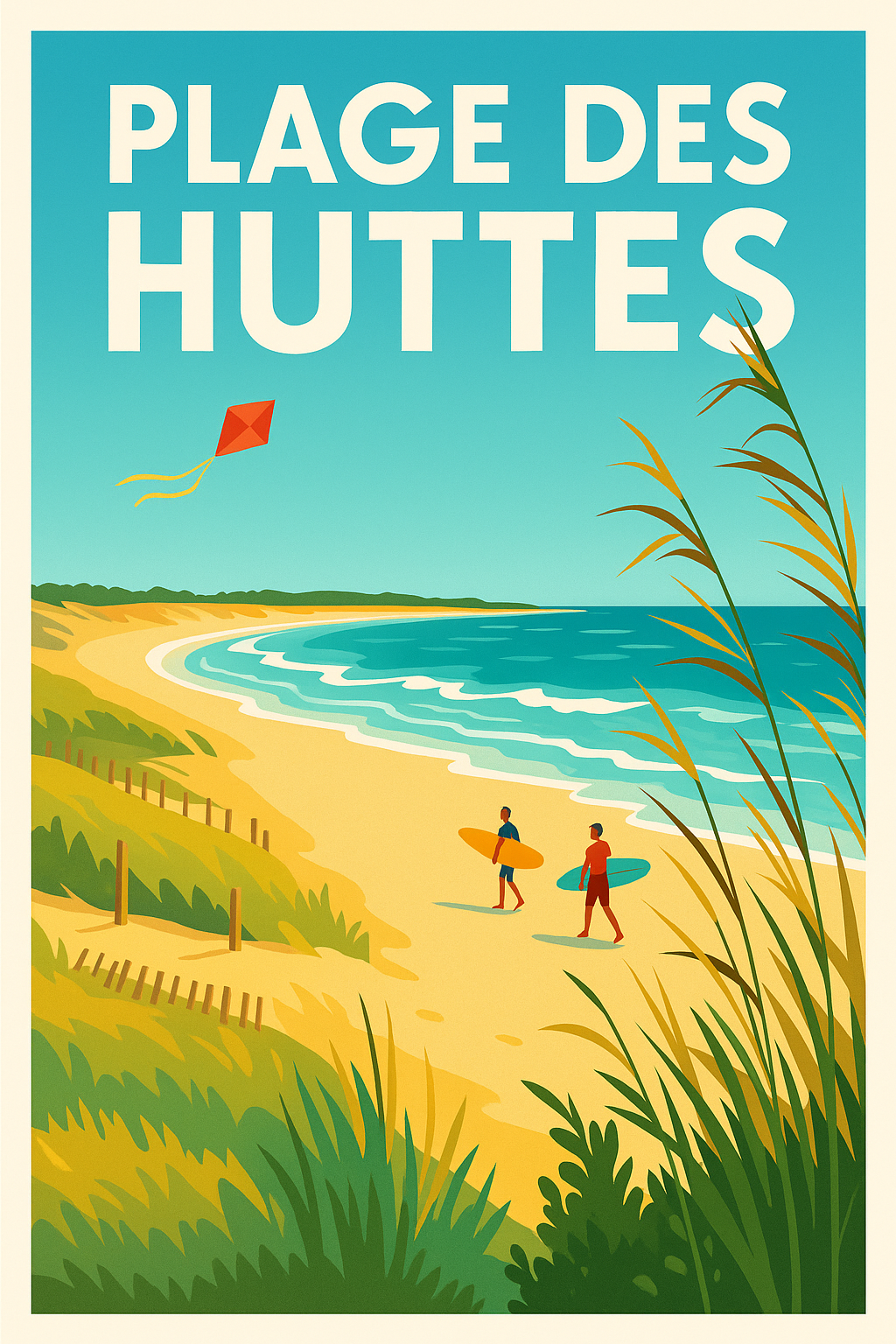 Affiche de Plage des Huttes - L'esprit surf et sauvage de l'Île d'Oléron