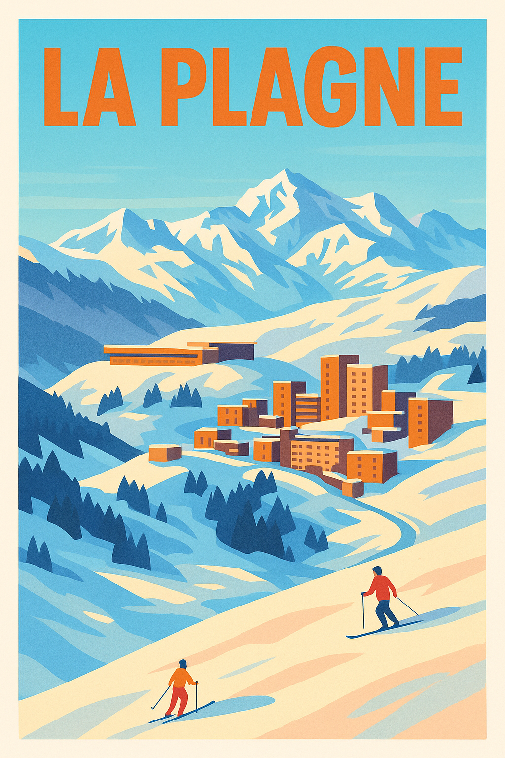 Affiche de La Plagne, poster sommets enneigés | Afich