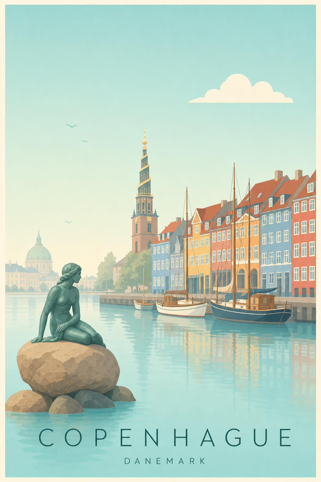 Affiche de Copenhague, poster Petite Sirène