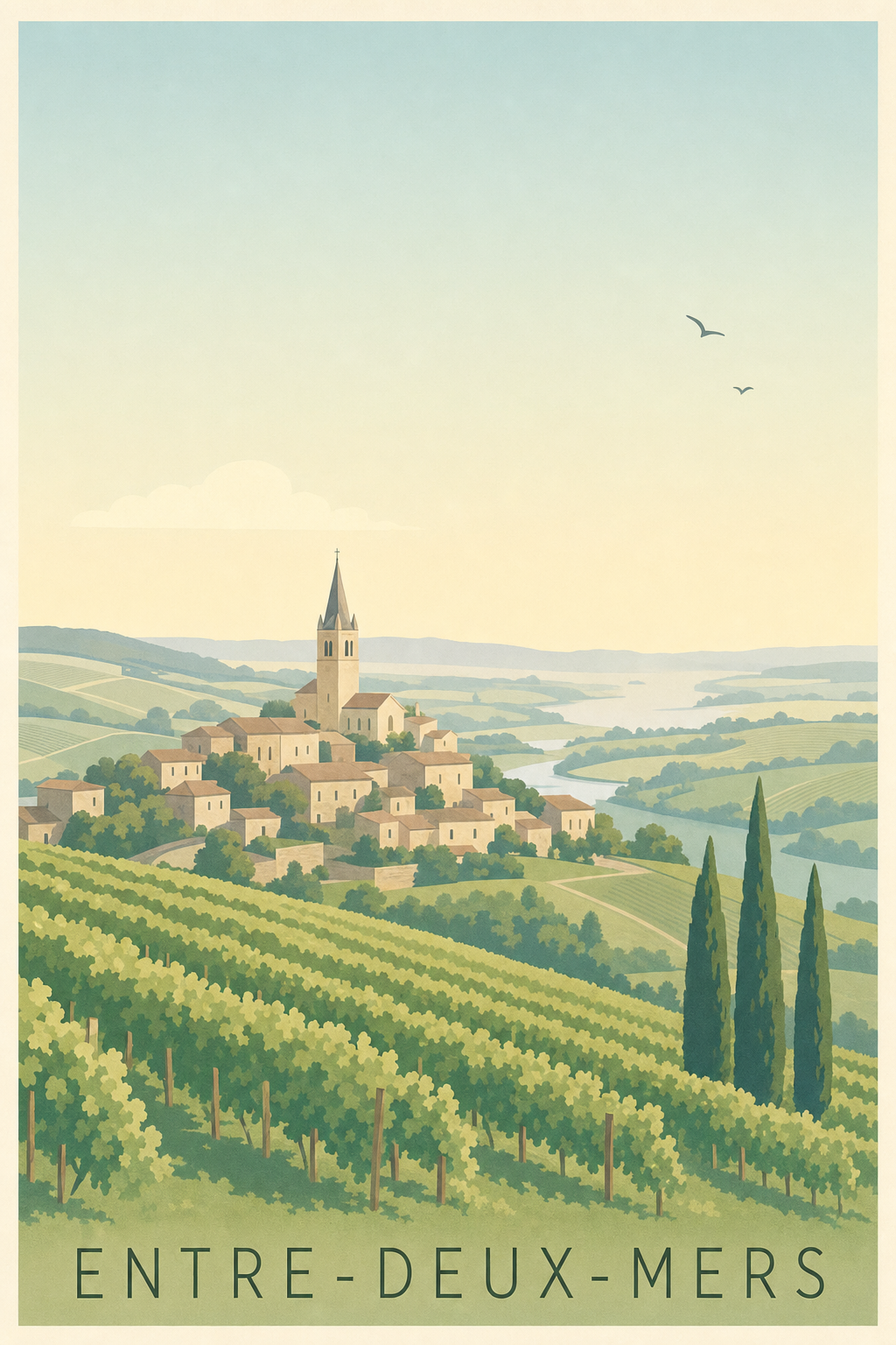 Affiche de l'Entre-deux-Mers - Poster des vignes de Bordeaux