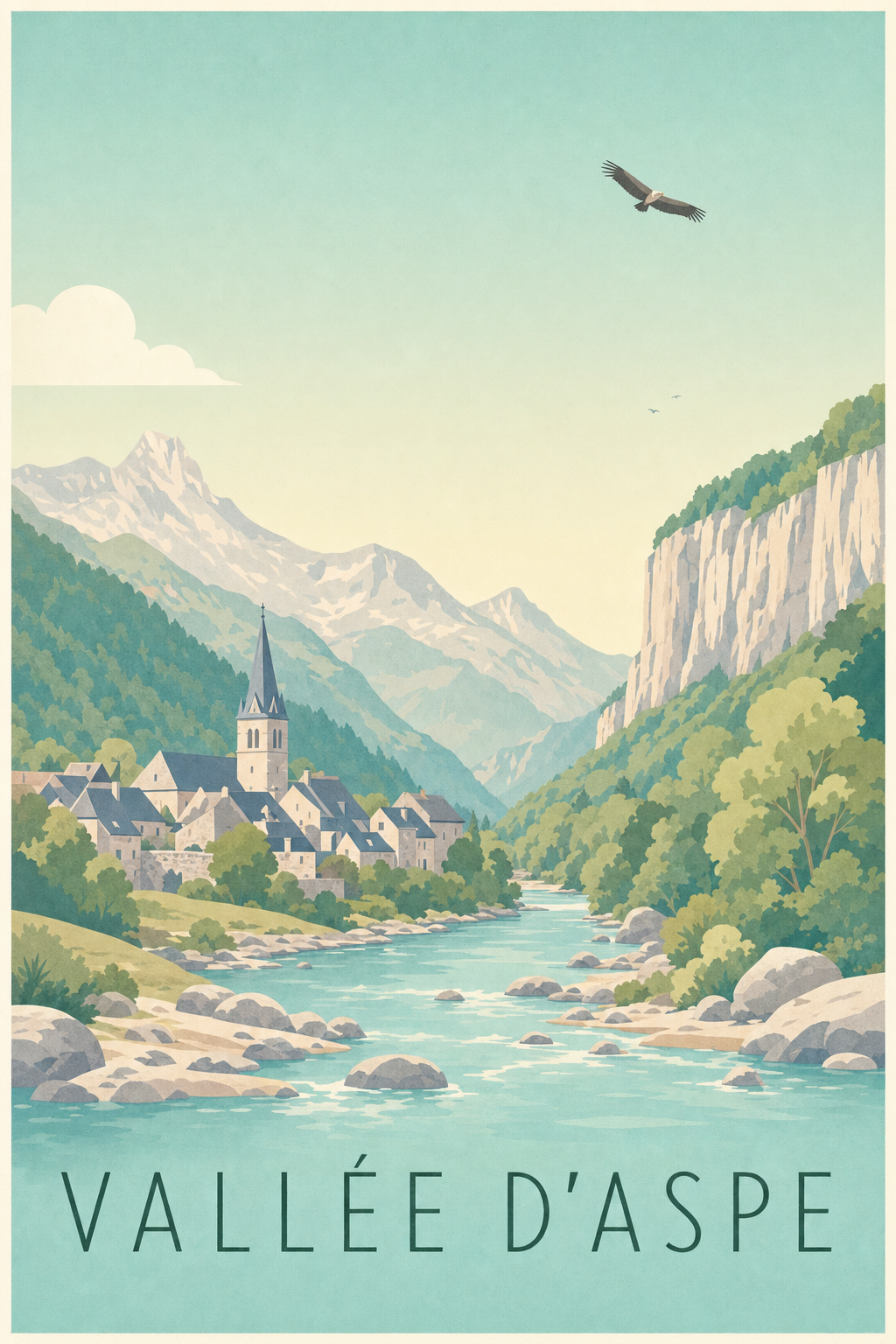 Affiche de la Vallée d'Aspe - Poster des Pyrénées
