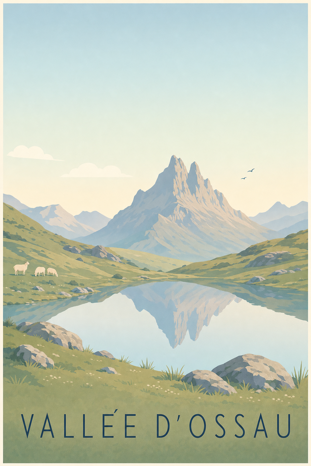 Affiche de la Vallée d'Ossau - Poster du pic du Midi d'Ossau