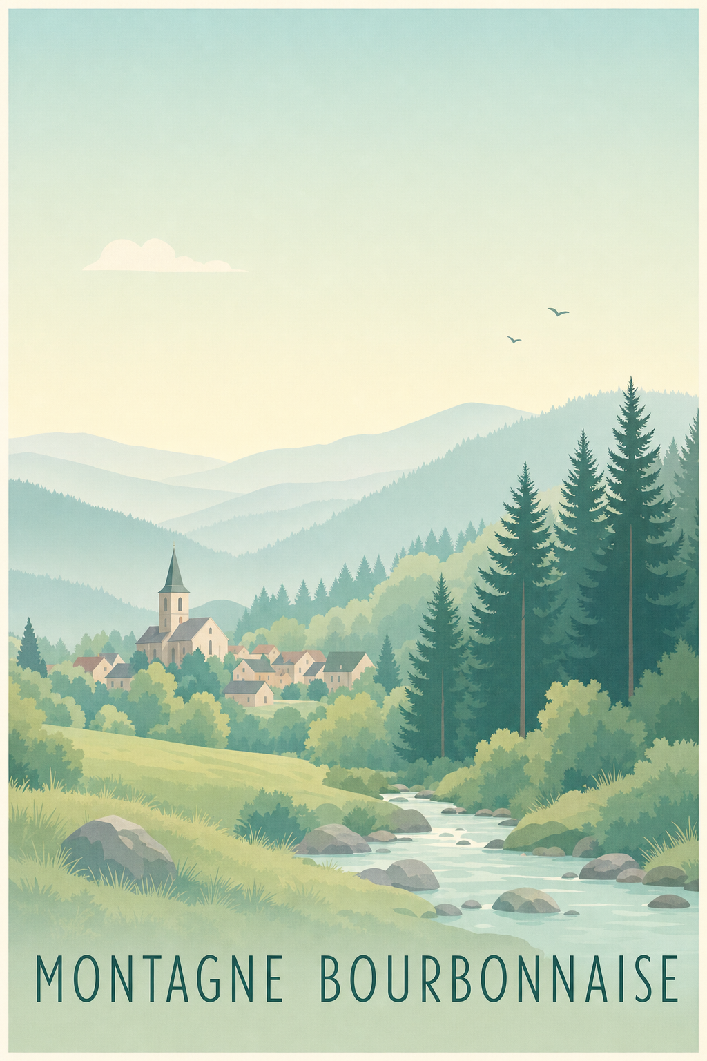Affiche de la Montagne bourbonnaise - Poster de Vichy