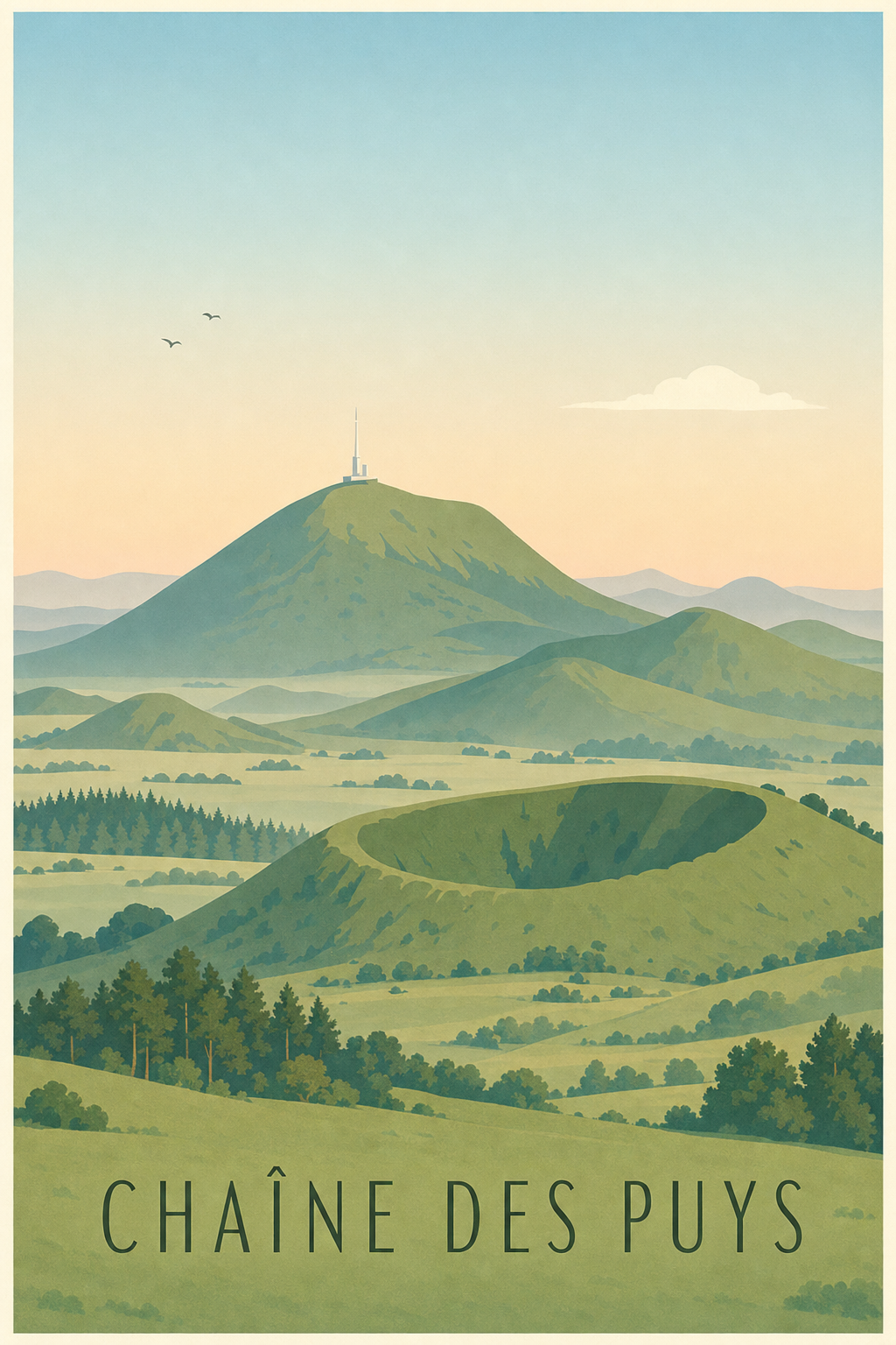 Affiche de la Chaîne des Puys - Poster du puy de Dôme
