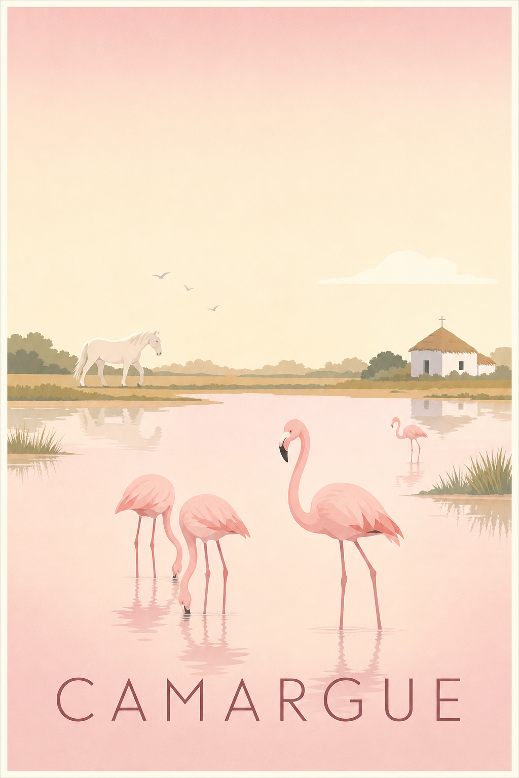 Affiche de la Camargue - Poster des flamants roses