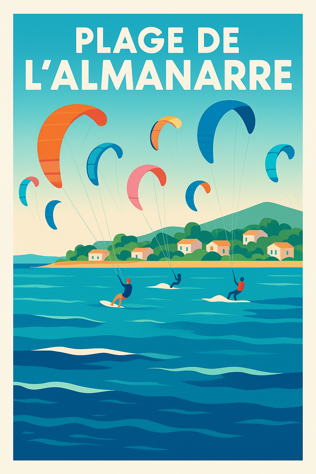 Affiche de Plage de l'Almanarre - Le paradis du kitesurf à Hyères