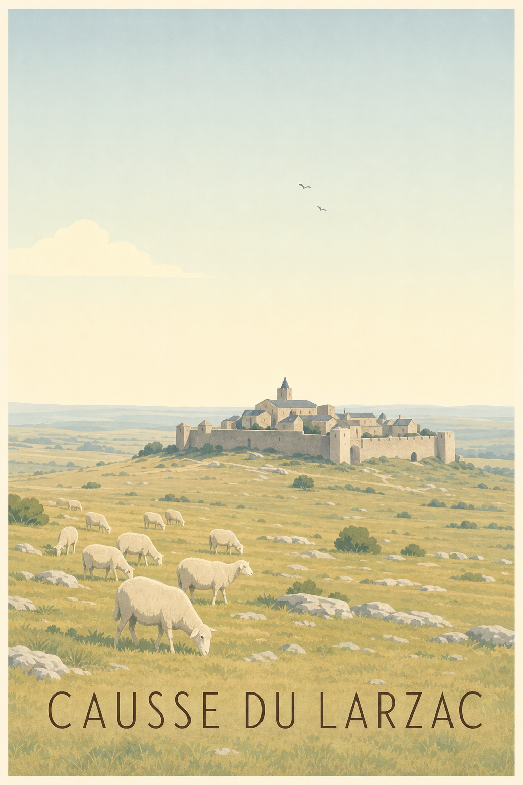 Affiche du Causse du Larzac - Poster de La Couvertoirade