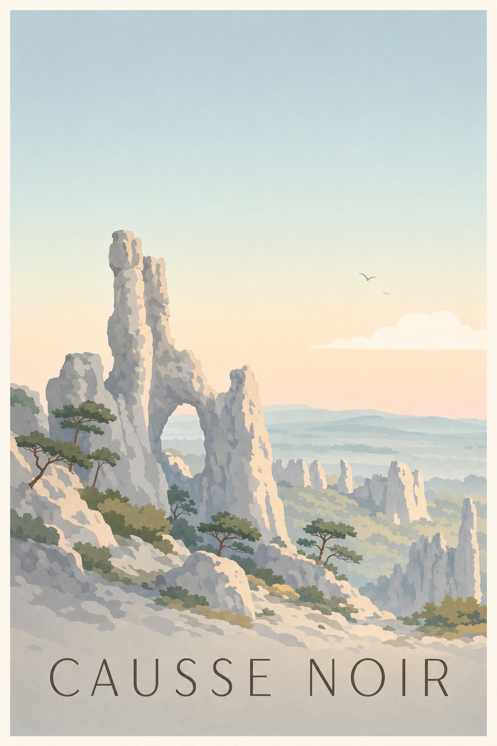 Affiche du Causse Noir - Poster de Montpellier-le-Vieux