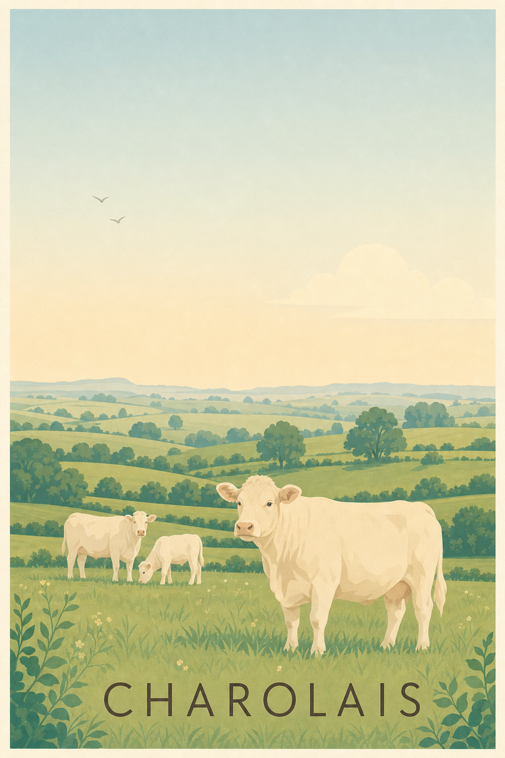 Affiche du Charolais - Poster de la vache charolaise