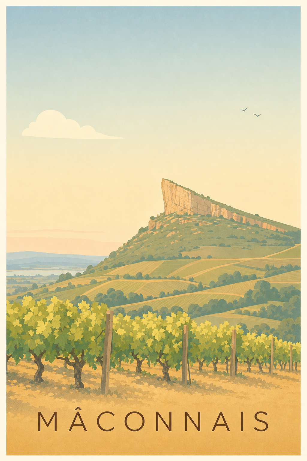 Affiche du Mâconnais - Poster de la roche de Solutré