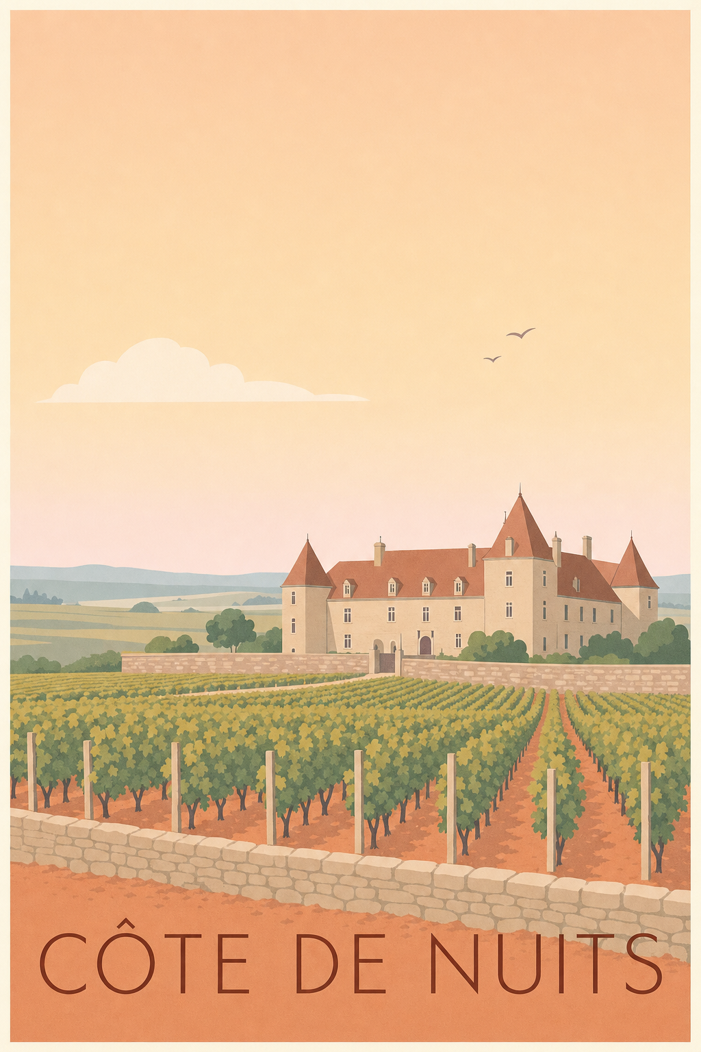 Affiche de la Côte de Nuits - Poster du Clos de Vougeot