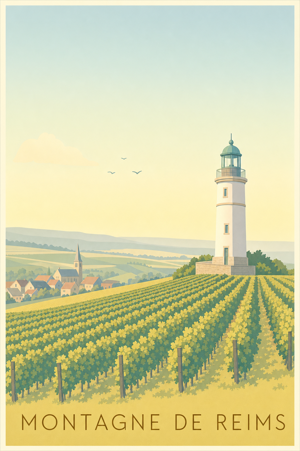 Affiche de la Montagne de Reims - Poster du phare de Verzenay