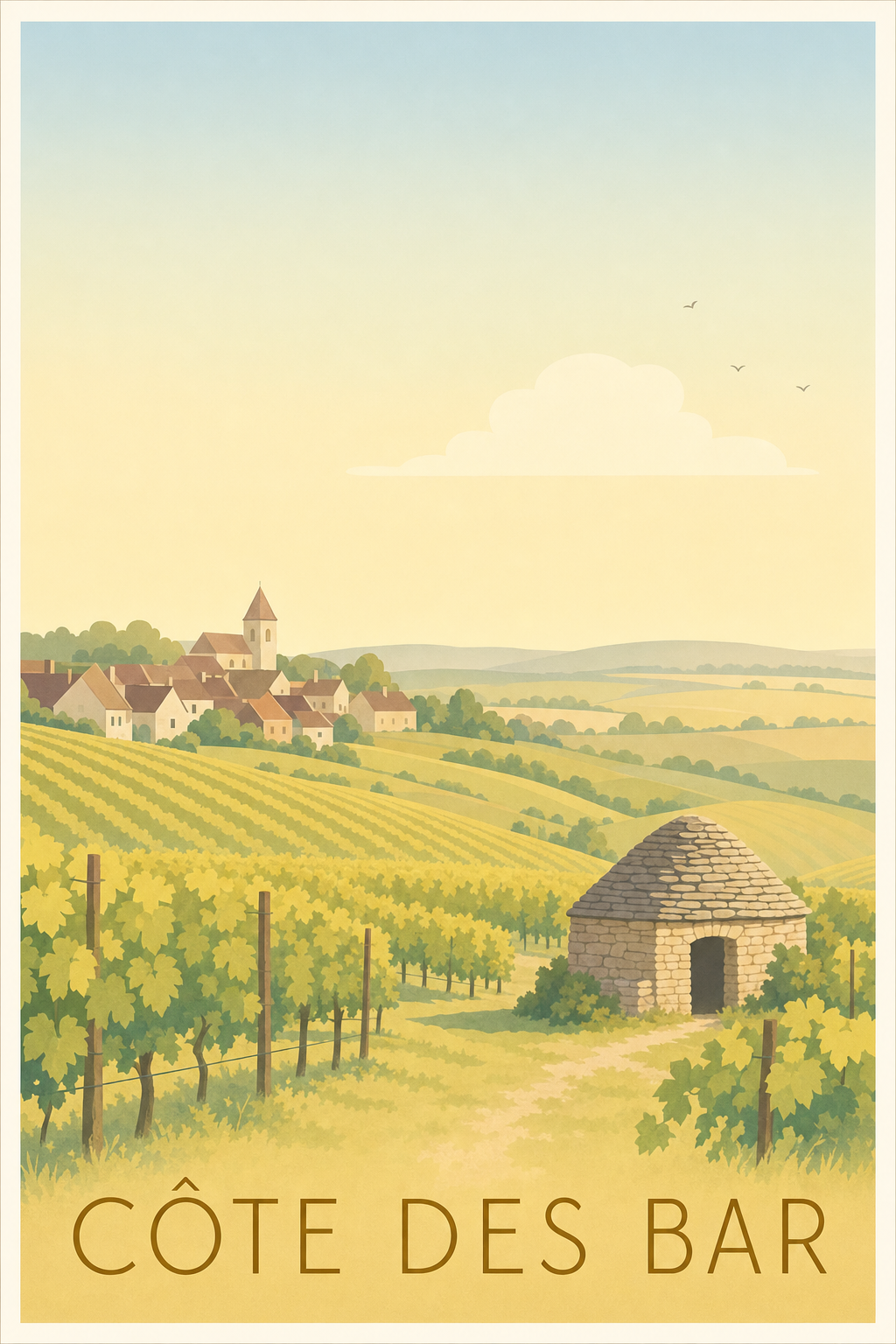Affiche de la Côte des Bar - Poster du vignoble de l'Aube