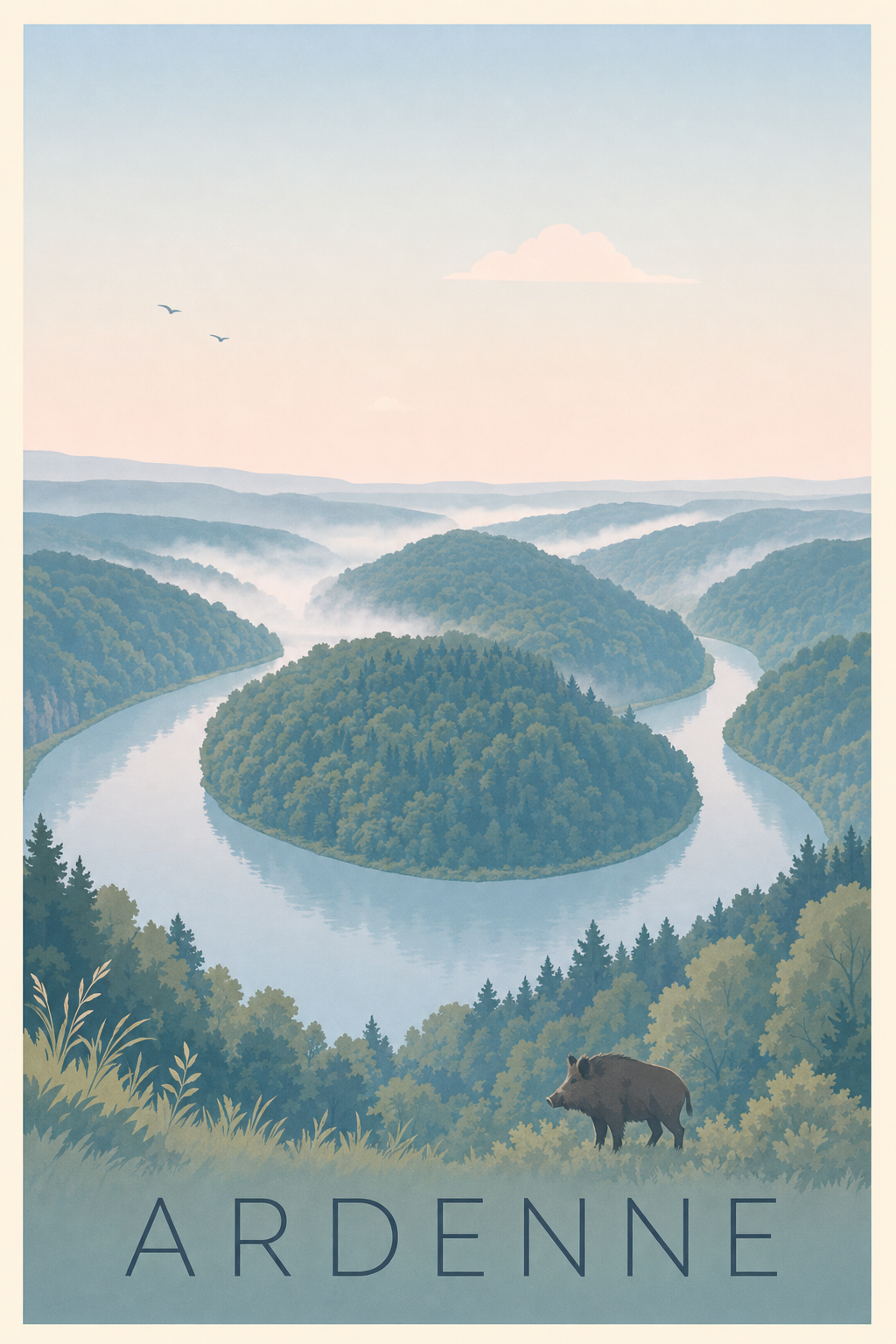 Affiche de l'Ardenne - Poster de la vallée de la Meuse