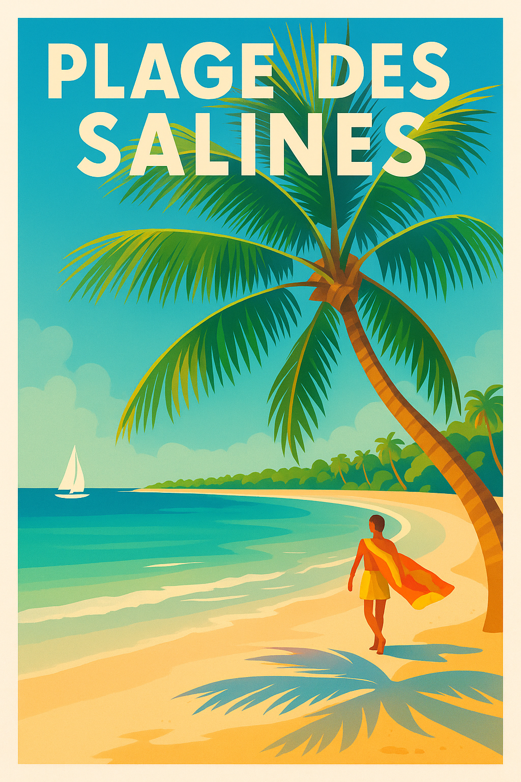 Affiche de Plage des Salines - Évasion tropicale sous les palmiers