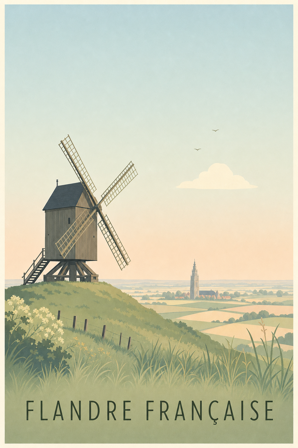 Affiche de la Flandre française - Poster du mont Cassel