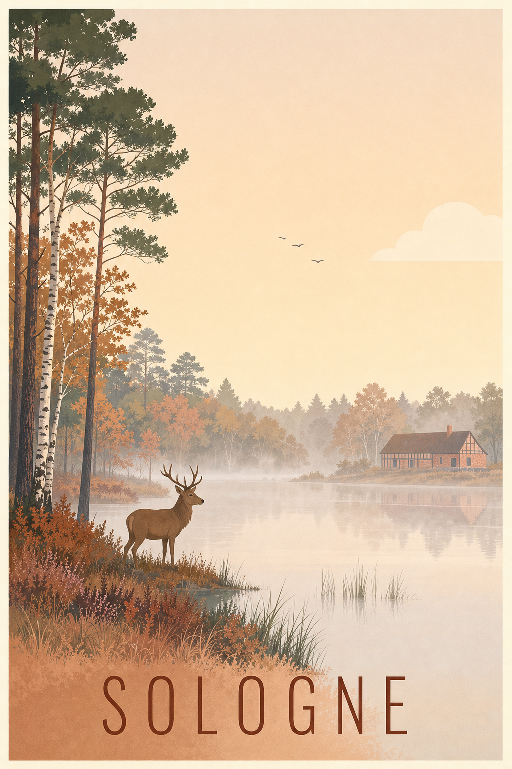 Affiche de la Sologne - Poster du brame du cerf