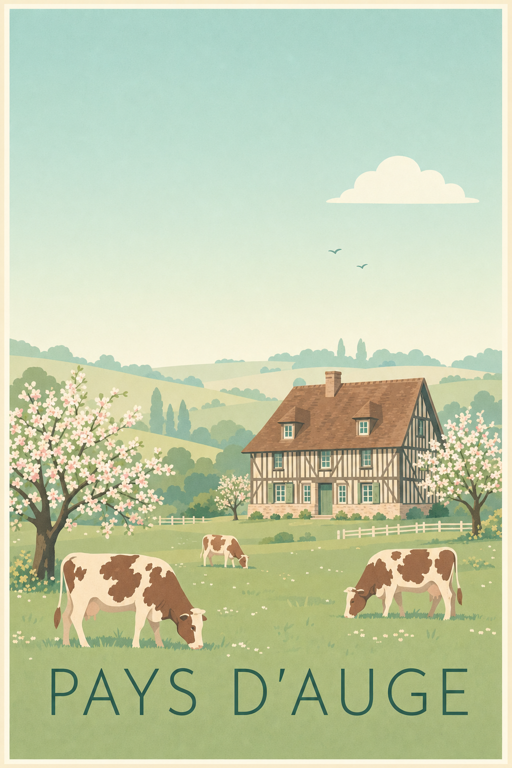 Affiche du Pays d'Auge - Poster de la Normandie
