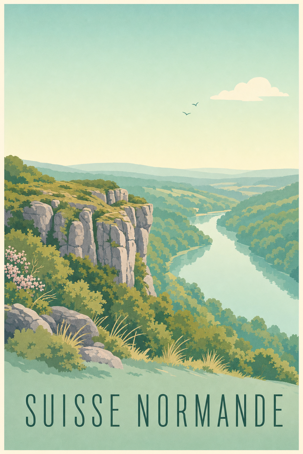 Affiche de la Suisse normande - Poster de la roche d'Oëtre