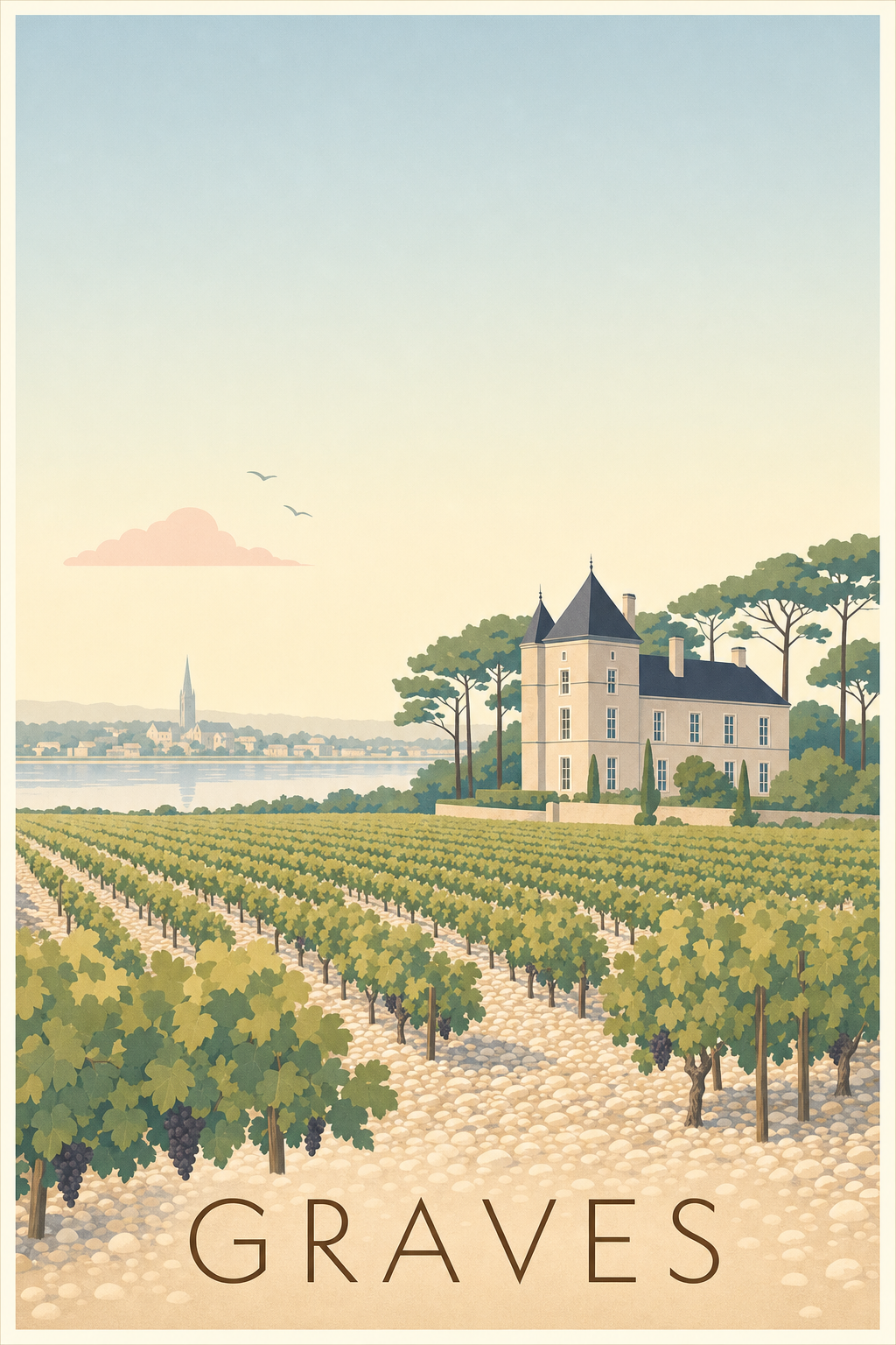 Affiche des Graves - Poster du vignoble bordelais