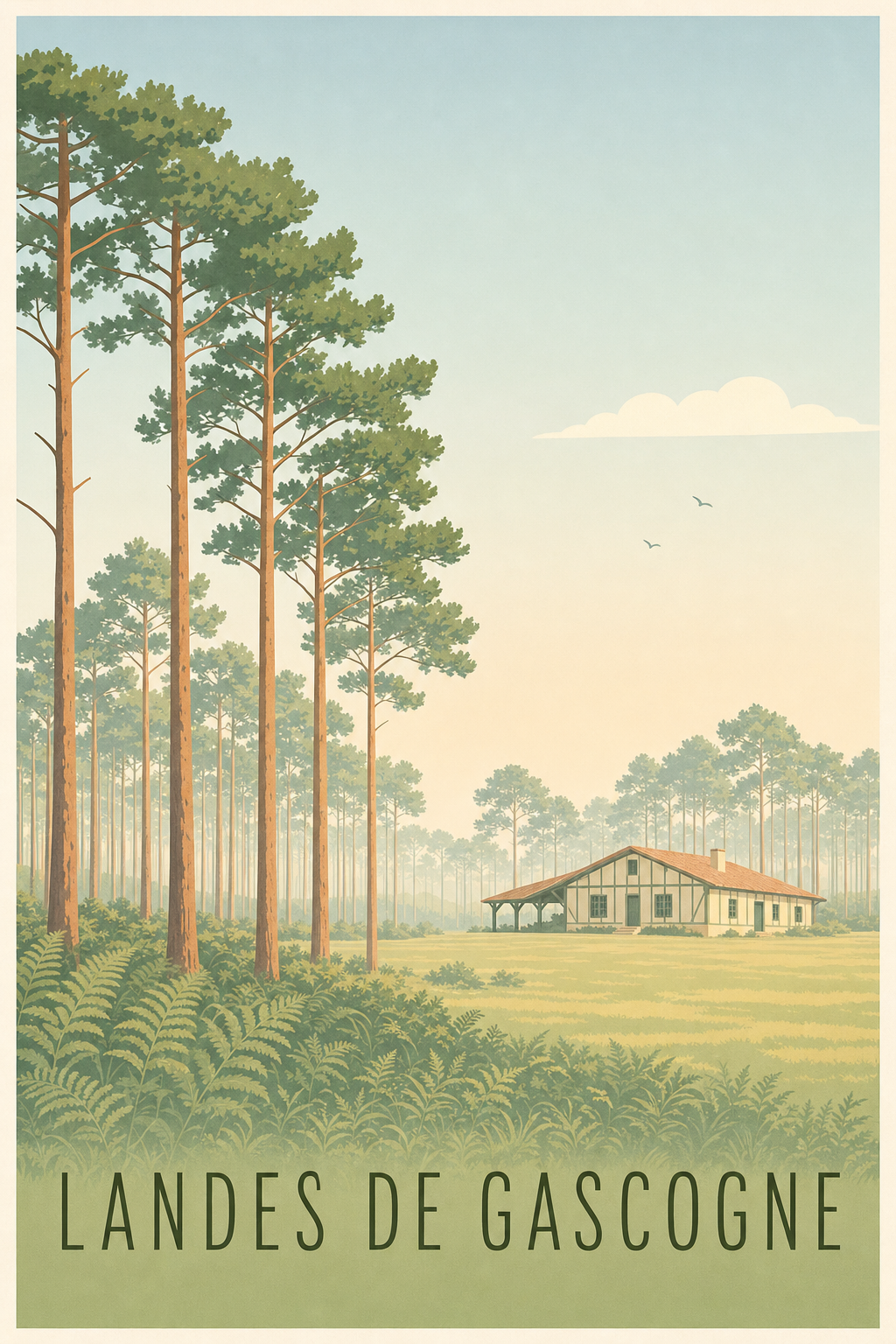 Affiche des Landes de Gascogne - Poster de la forêt des Landes