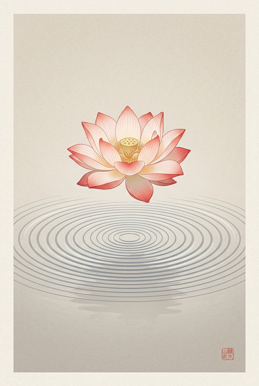 Affiche Fleur de lotus, poster art japonais