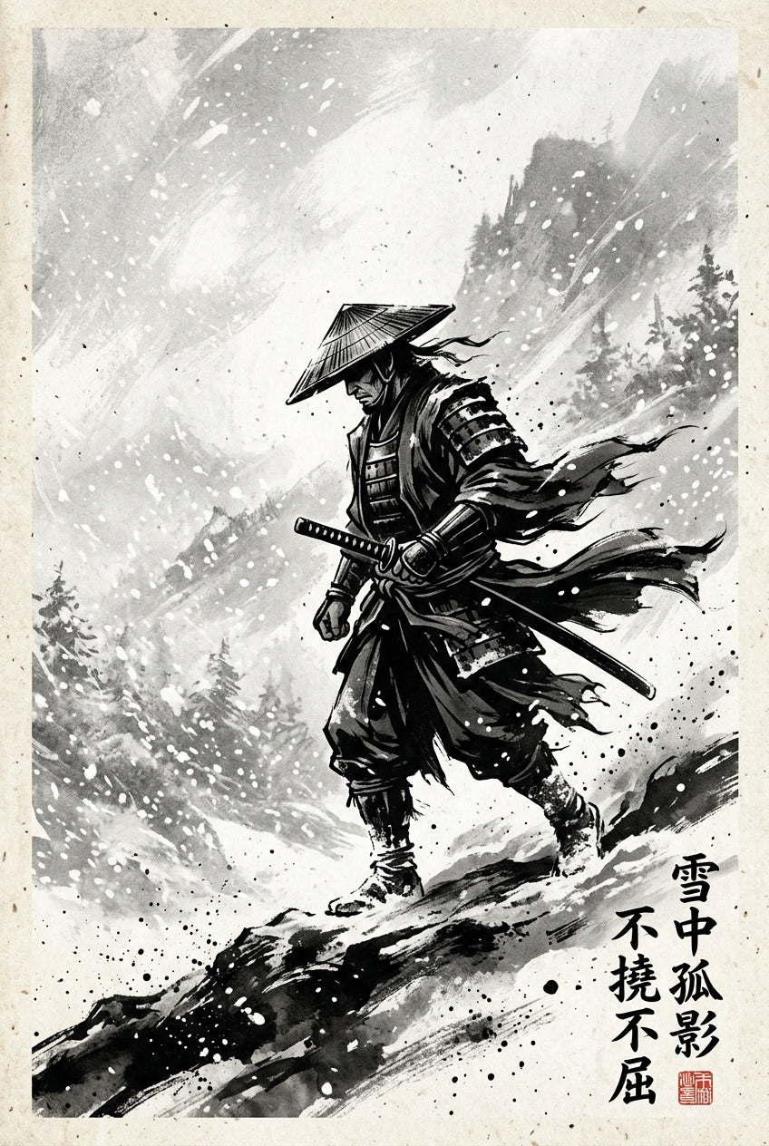 Affiche Samouraï sous la neige, poster Japon