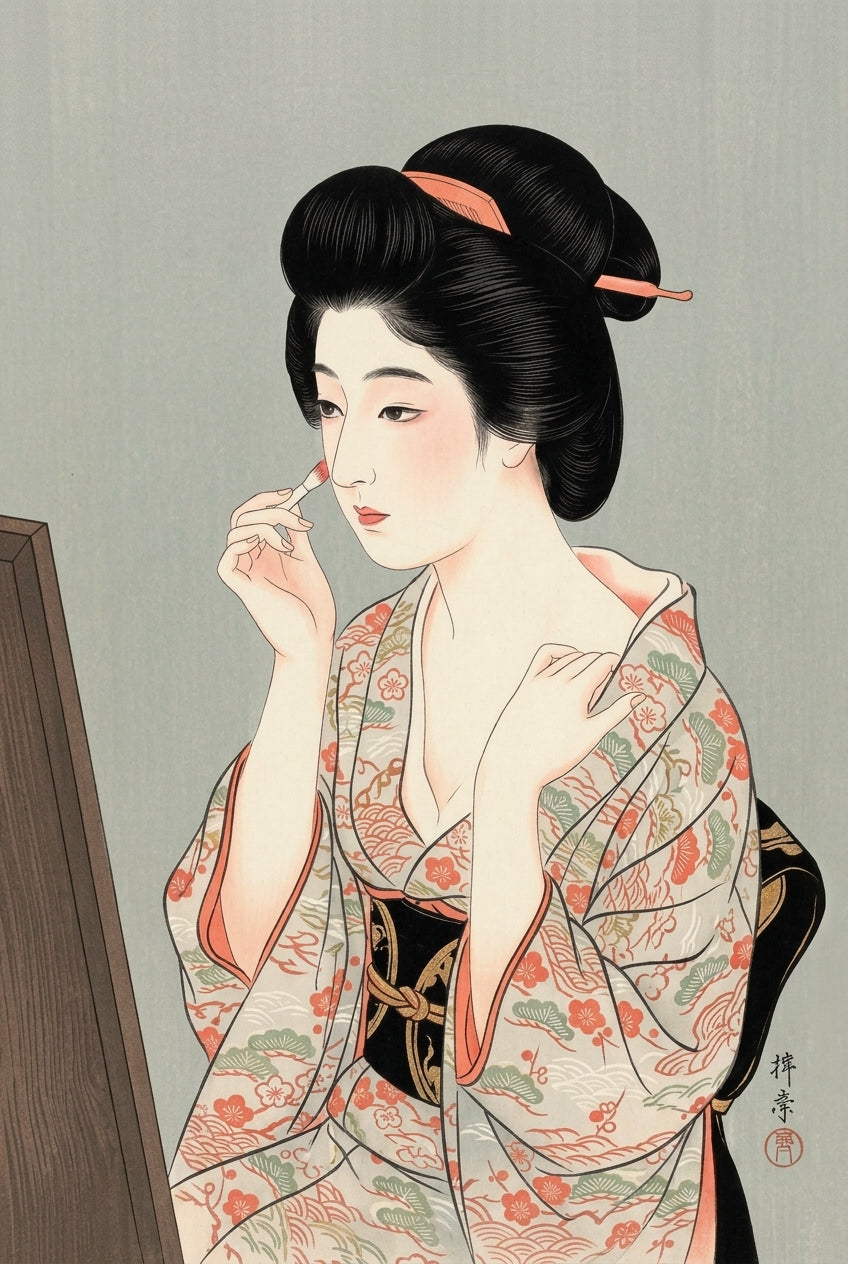 Affiche d'une Geisha japonaise, poster kimono