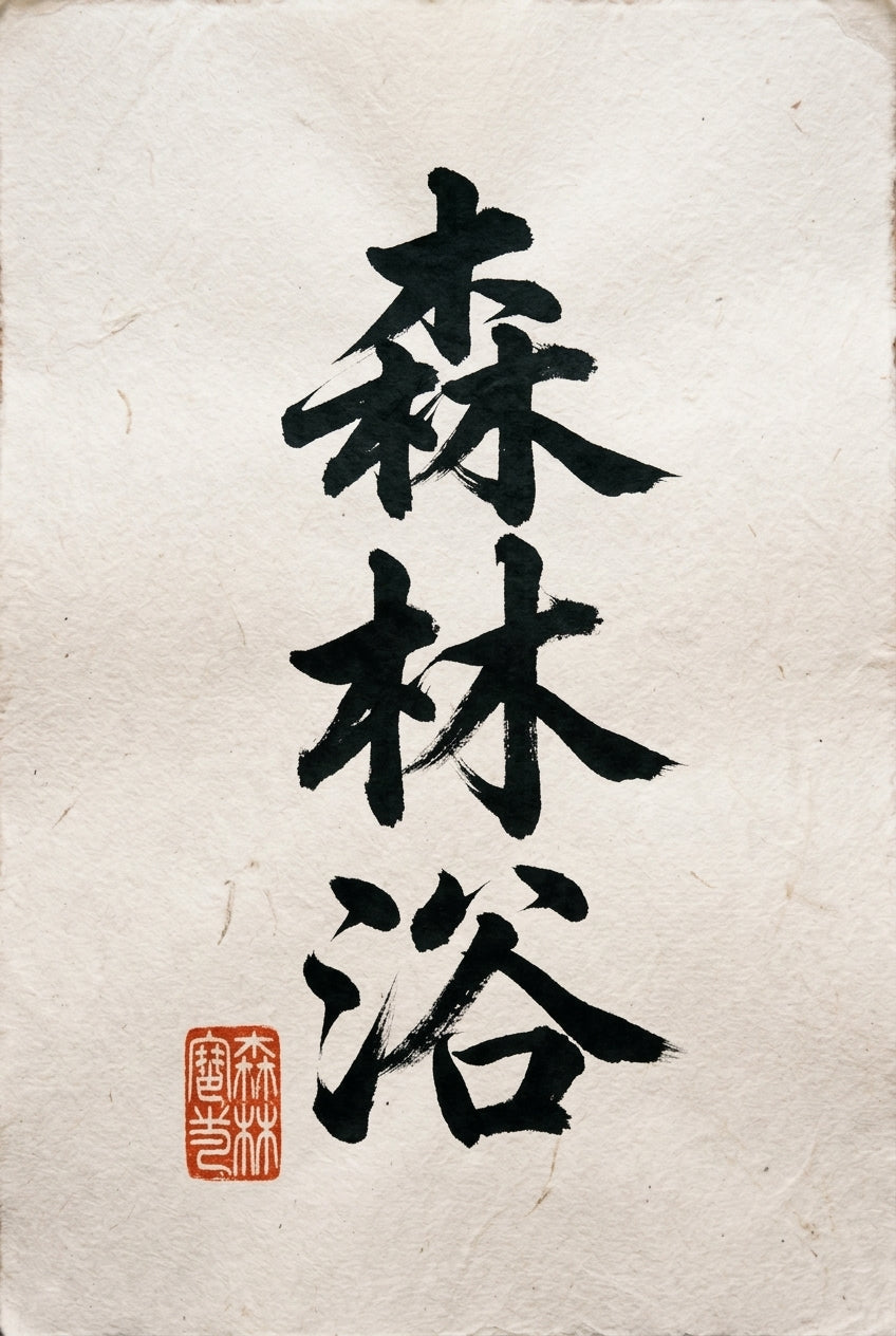 Affiche de calligraphie japonaise, Shinrin-yoku