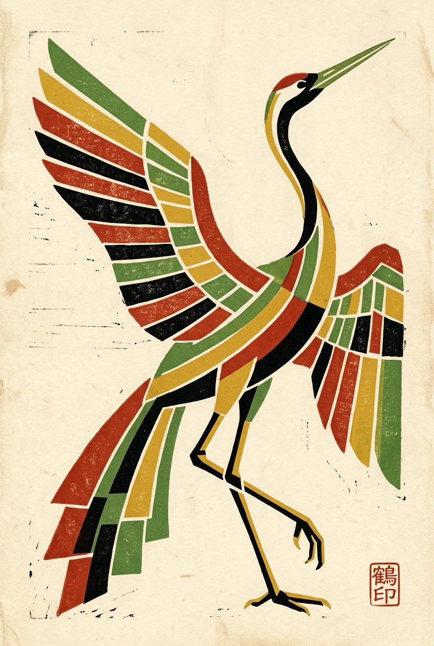 Affiche Grue du Japon, poster géométrique