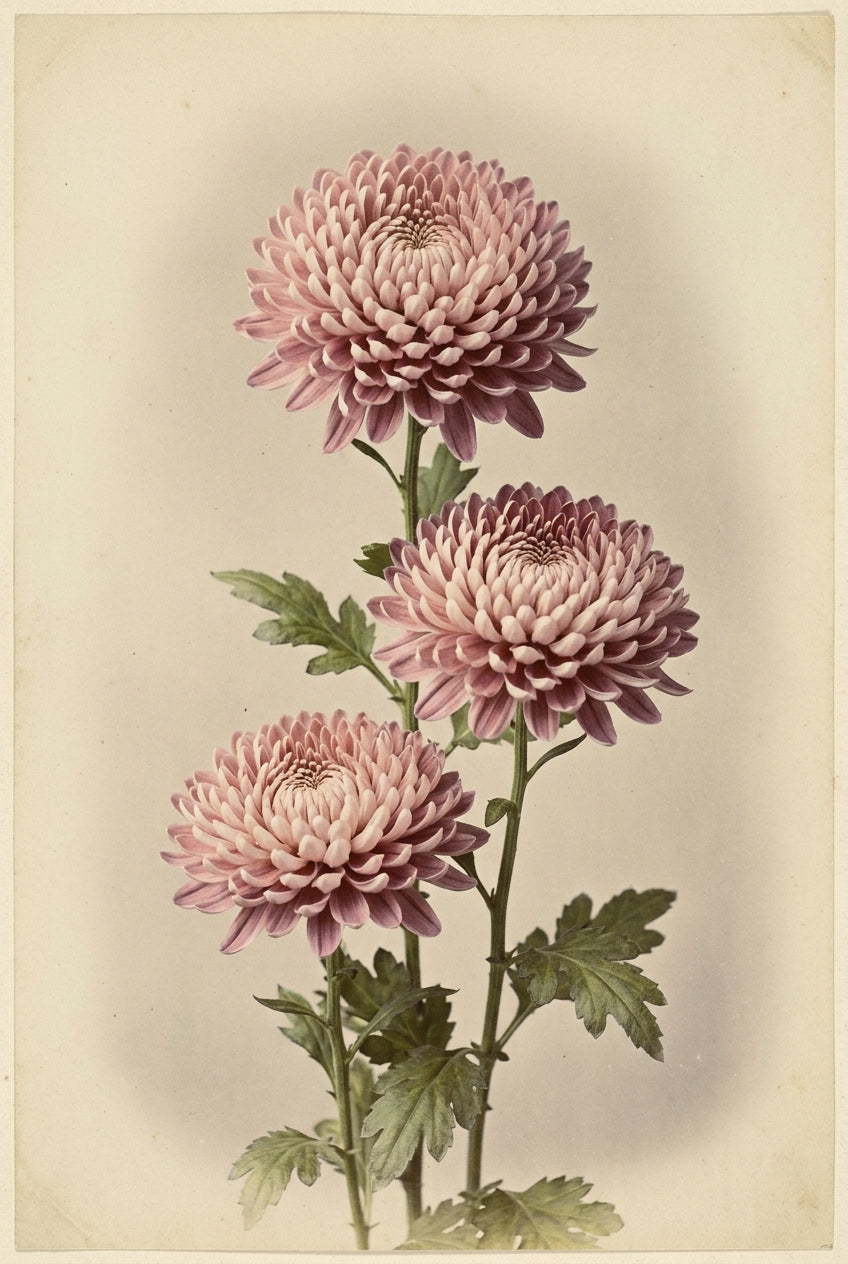 Affiche de Chrysanthèmes, poster art japonais