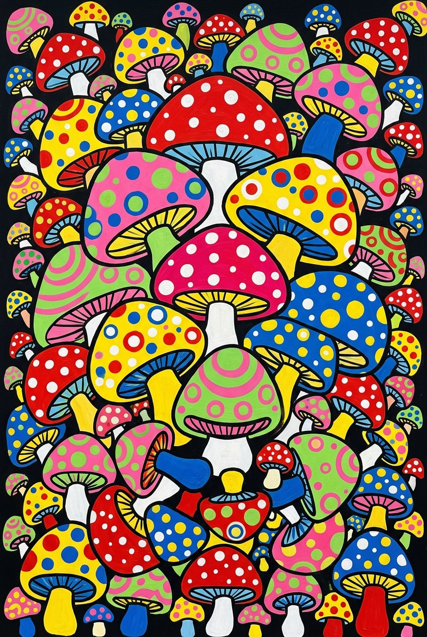Poster Champignons Japonais, motif pop art