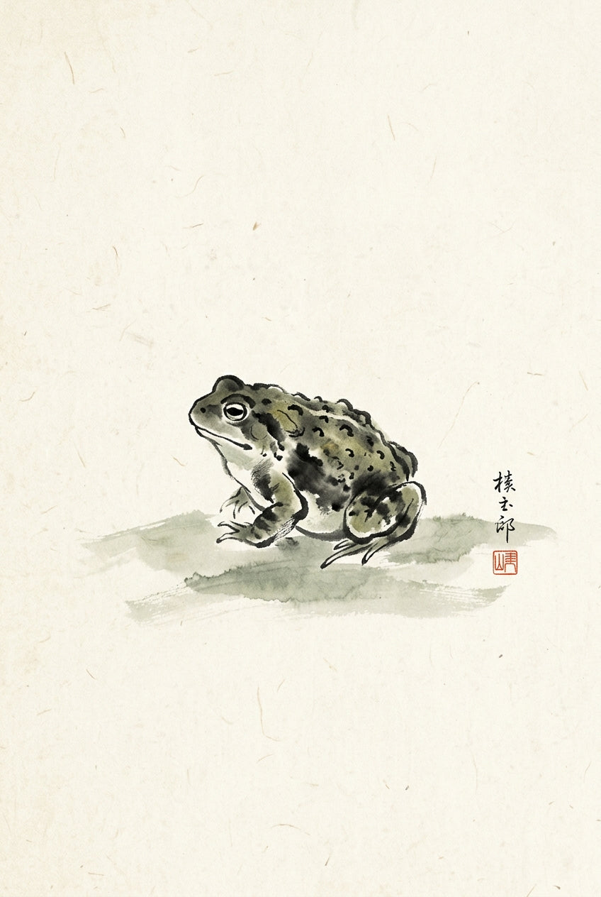 Affiche Crapaud Japonais, poster à l'encre de Chine