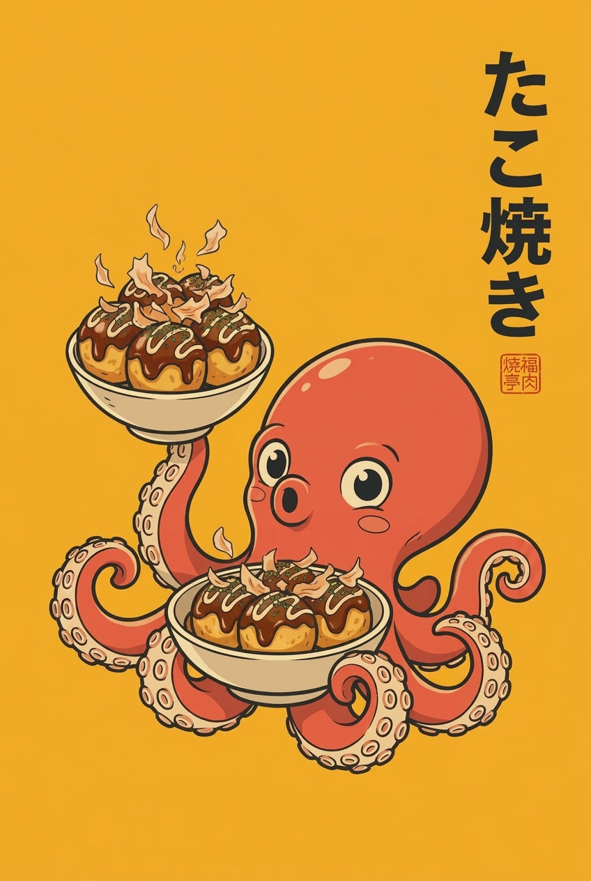 Affiche Takoyaki, poster pieuvre japonaise