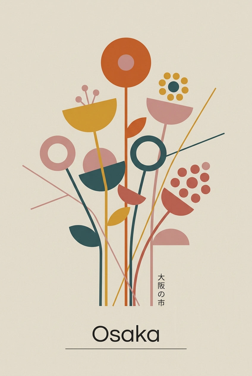 Affiche Osaka, poster fleurs japonaises